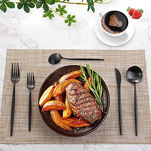 Matte Black Silverware Set for 12 (12 Count)