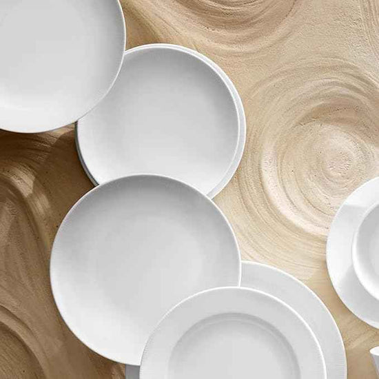 Pillivuyt Coupe Salad Plate 8.5" Set of 4 Eventail Collection White Porcelain Dessert Serveware France