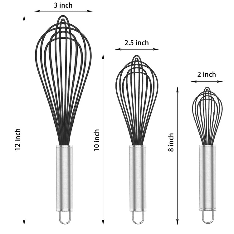 Black Silicone Whisk Set of 3 (3 Count)