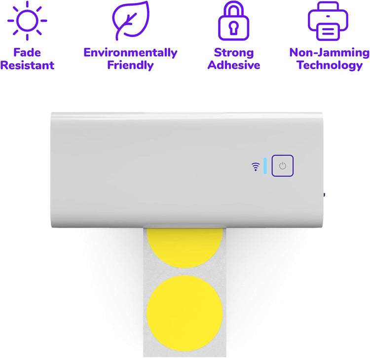Rollo Circle Thermal Labels 2 Inch - Roll of 1,000 Round Sticker Labels - Multi-Purpose Direct Thermal Printer Stickers 2x2 (Yellow)
