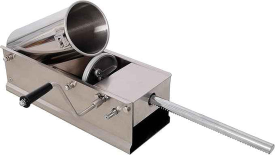 5L Manual Sausage Stuffer - Horizontal Stainless Steel Sausage Maker with 4 Nozzles & Gear Drive for Food Artisans & Small Business - Large Capacity Sausage Filler for Home Kitchen & Comme