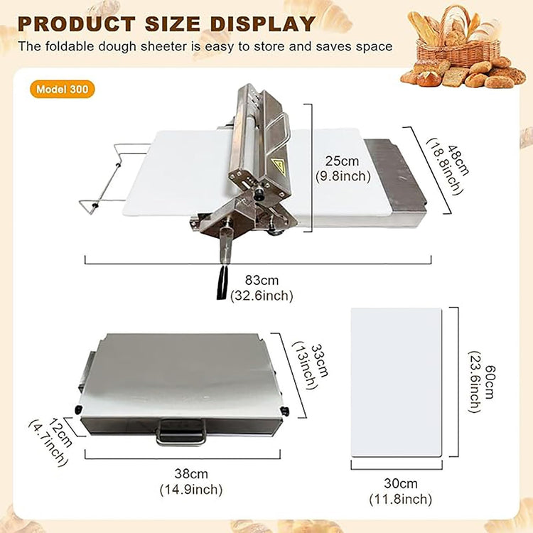 Manual Croissant and Puff Pastry Sheeter Professional Puff Pastry Machine for Bakery and Pastry