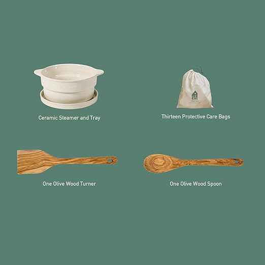 Bloomhouse - Two Time Oprah's Favorite Things Winner - 15 Piece Pots and Pans Heavy Duty Aluminum Premium PFA Free Ceramic Nonstick Dutch Oven Pot with Lid - Cappuccino Cream with Gold Handle