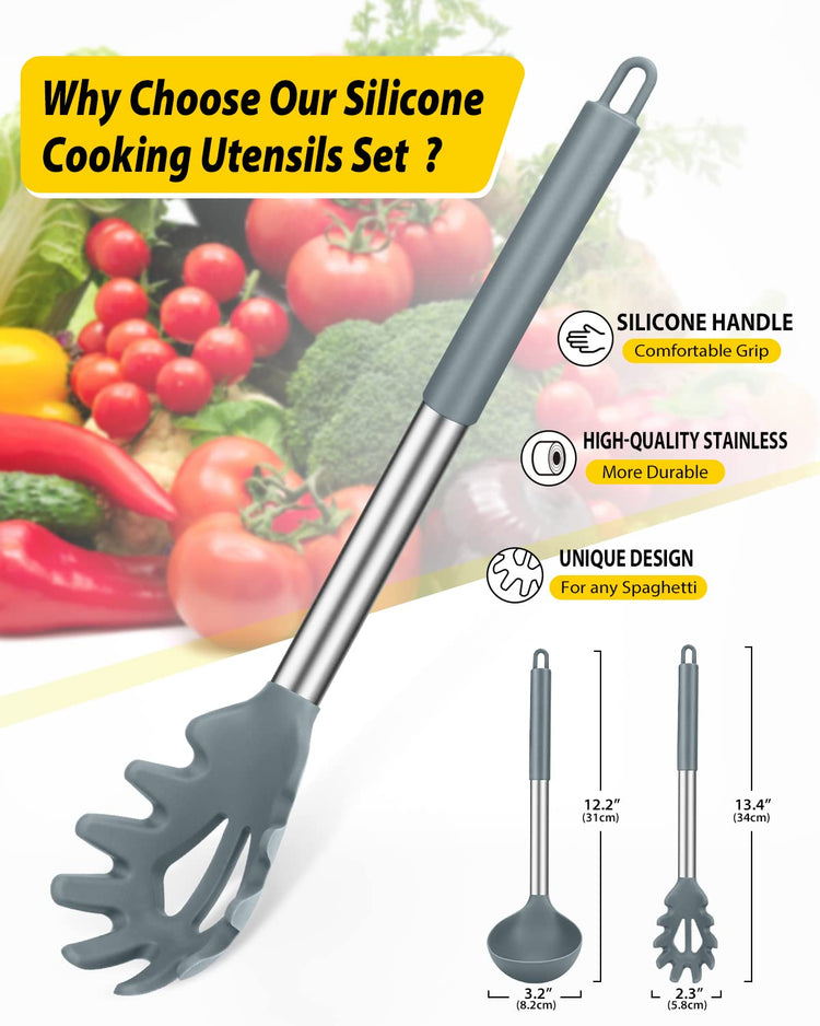 Silicone Pasta Fork and Ladle Spoon Set (2 Count)