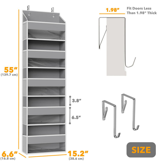 1 Pack Over The Door Organizer with 5 Large Pockets and 10 Mesh Side Pockets