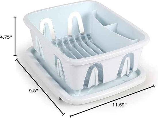 Camco RV Mini Dish Drainer & Tray - Features a Sloped Drain Tray Design, Heavy-Duty Construction - Ideal for Small Spaces, Apartments, Boats, and More -9.5" L x 11.7" W x 4.75" H - White (43511)