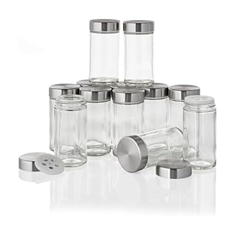 Clear Reusable 3 Oz Jars With Stainless Steel Shaker Lids