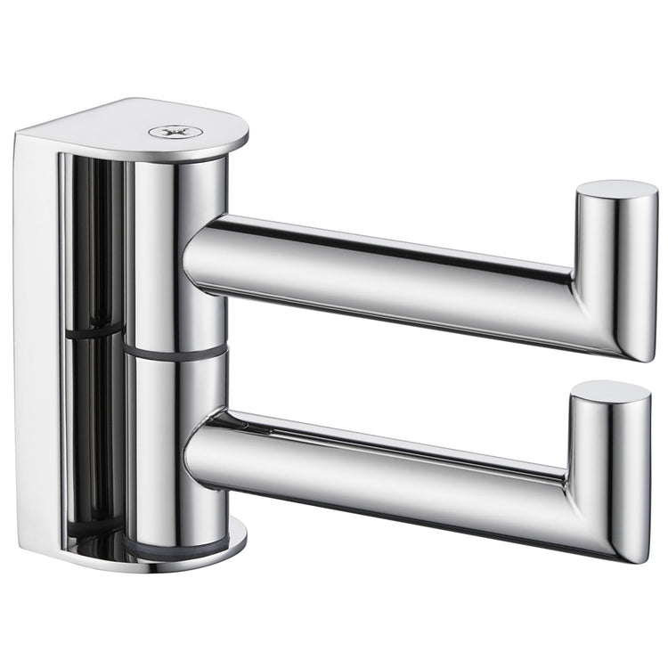 Polished Chrome Swivel Towel Hook with 2 Rotating Arm
