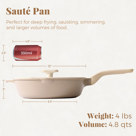 Nonstick Deep Frying Pan with Glass Lid