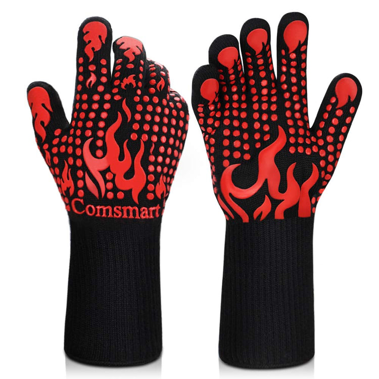 BBQ Gloves 1472 Degree F Heat Resistant Grilling Gloves Silicone Non (2 Count)