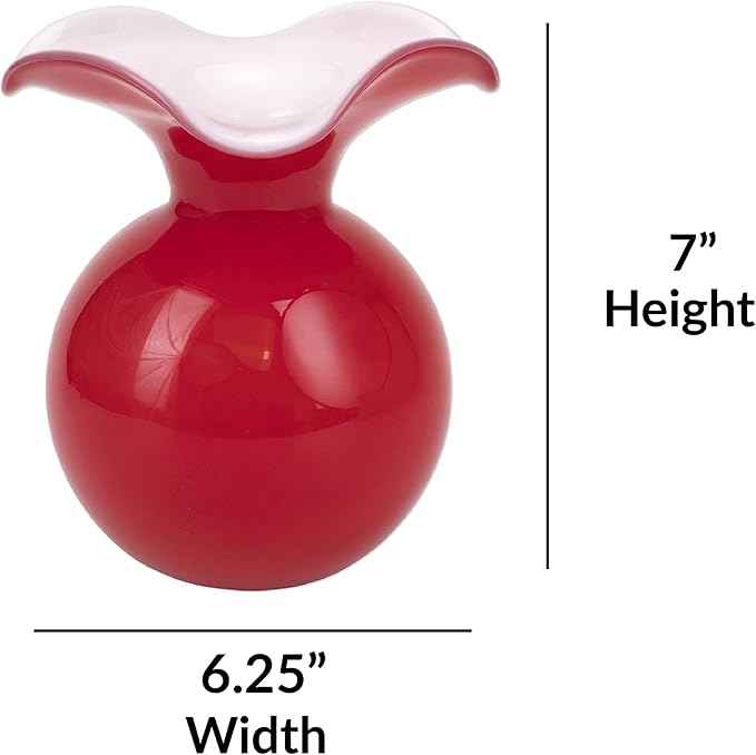Hibiscus Glass Red Small Fluted Vase