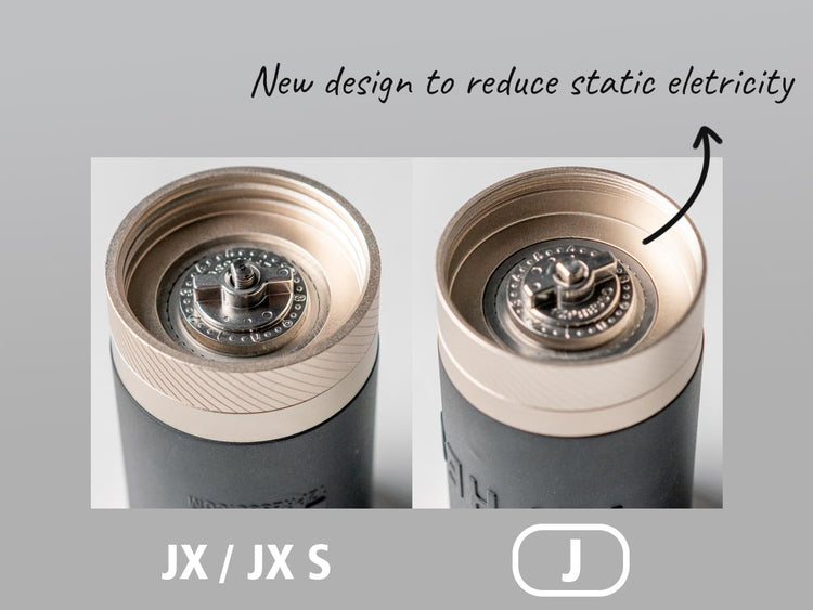 J Manual Coffee Grinder Silver with Assembly Stainless Steel Conical Burr