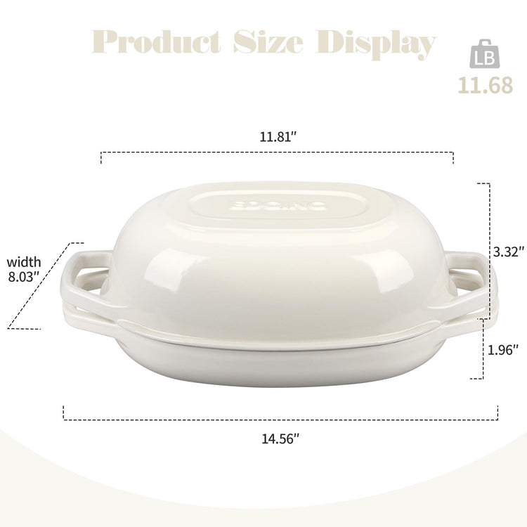 Enameled Cast Iron Oval Dutch Oven Pot with Lid