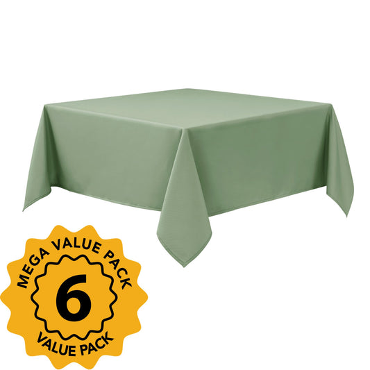 6 Pack Sage Green Tablecloths for Square Tables (6 Count)