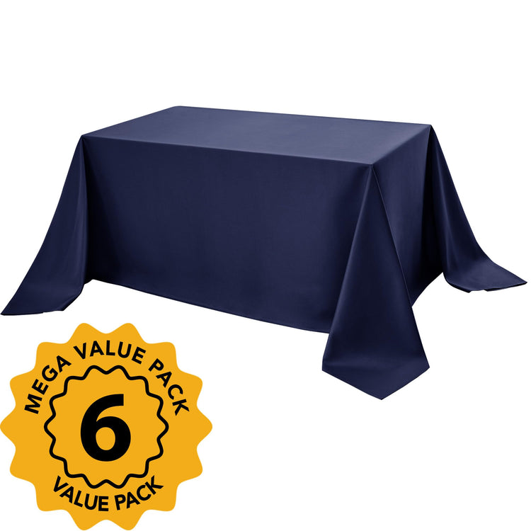 6 Pack Navy Blue Tablecloths for Rectangle Tables (6 Count)