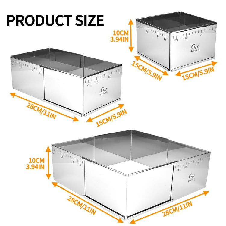 Adjustable Square Cake Ring Stainless Steel Extensible Ring Mold Cake Cutter