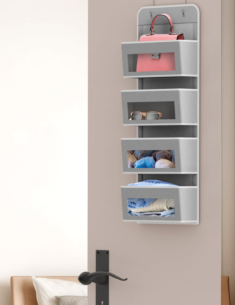 4 Clear Window Pocket Over Door Hanging Organizer