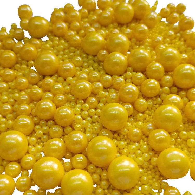 Edible Yellow Sugar Pearls Candy Sprinkles 120G (4.23 Ounce)