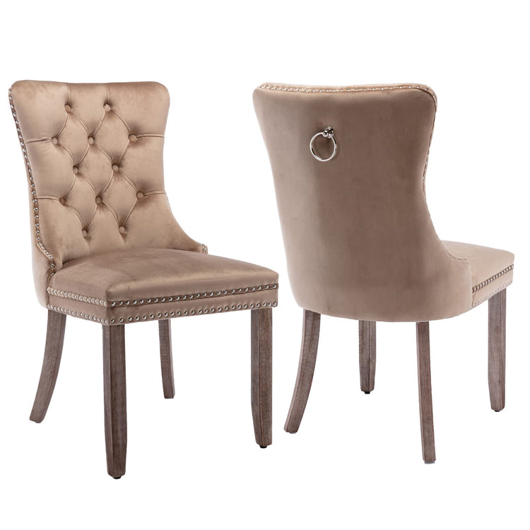 Khaki Velvet Dining Chairs Set of 2 (2 Count)