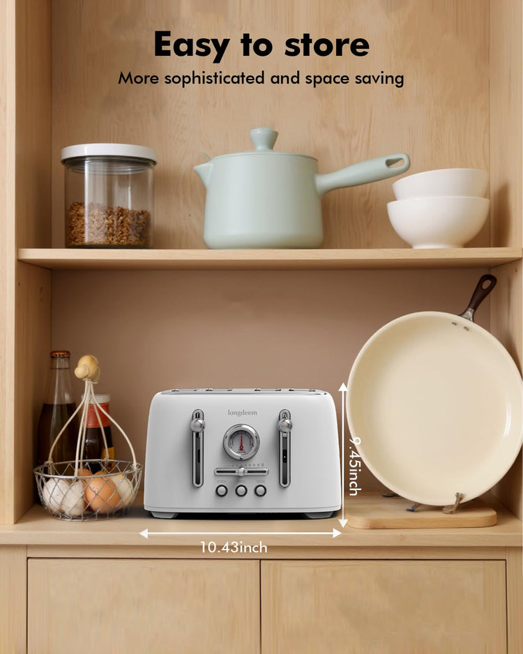 4 Slice Stainless Steel Toaster with 1.6" Wide Slots