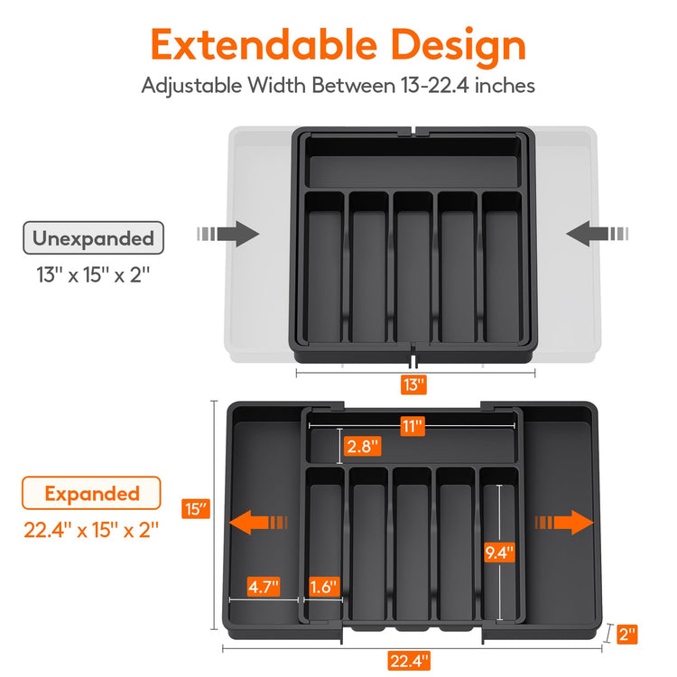 Extra Large Silverware Drawer Organizer