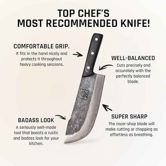 COOLINA Daozi Forged Cleaver Butcher Knife, 7.9-in High Carbon Steel Blade, Handmade Chinese Traditional Knife, Best for Chopping, Slicing, Cutting Meat