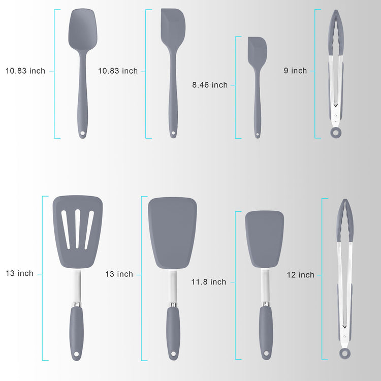 5 Piece Silicone Spatulas Set with Tongs