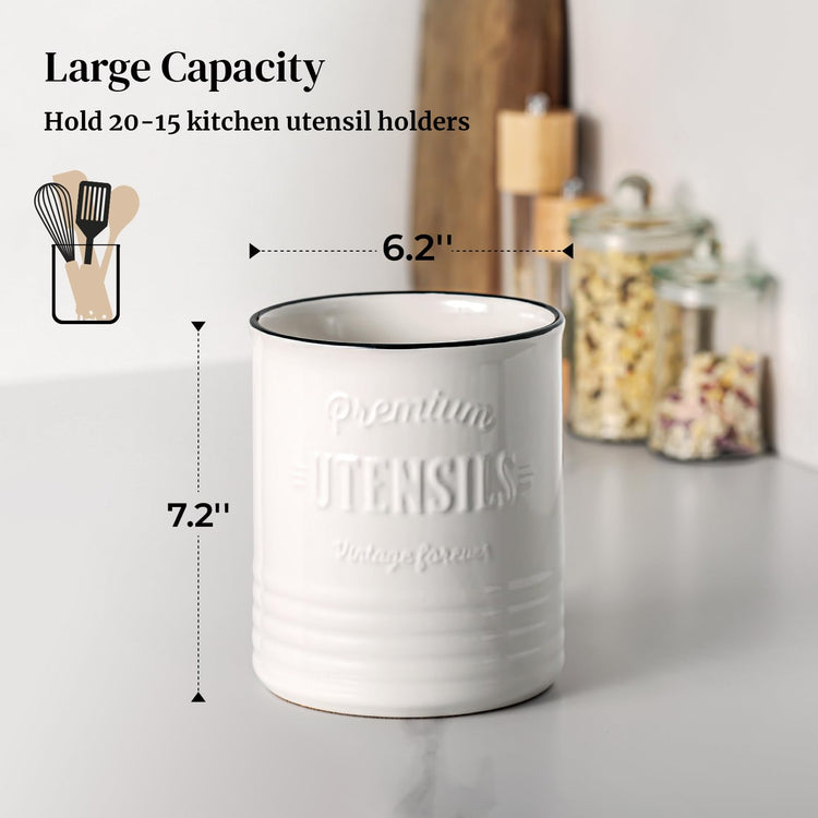 7.2" Large Ceramic Utensil Holder for Kitchen Counter