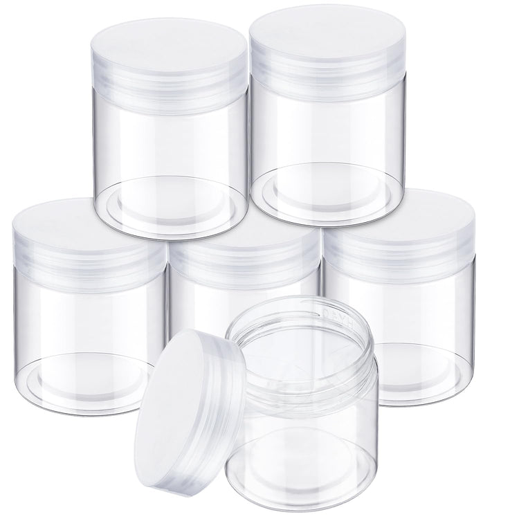 6 Pack 8 oz Plastic Jars Containers with Lids Wide (6 Count)