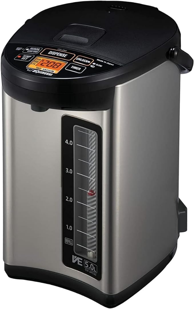 Zojirushi NW-JEC10BA Pressure Induction Heating (IH) Rice Cooker & Warmer, 5.5-Cup, Made in Japan & CV-JAC50XB, VE Hybrid Water Boiler & Warmer, 5.0 Liter, Stainless Black, Made in Japan