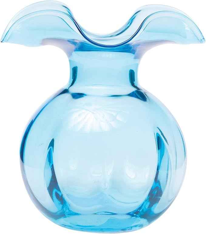 Hibiscus Glass Aqua Medium Fluted Vase