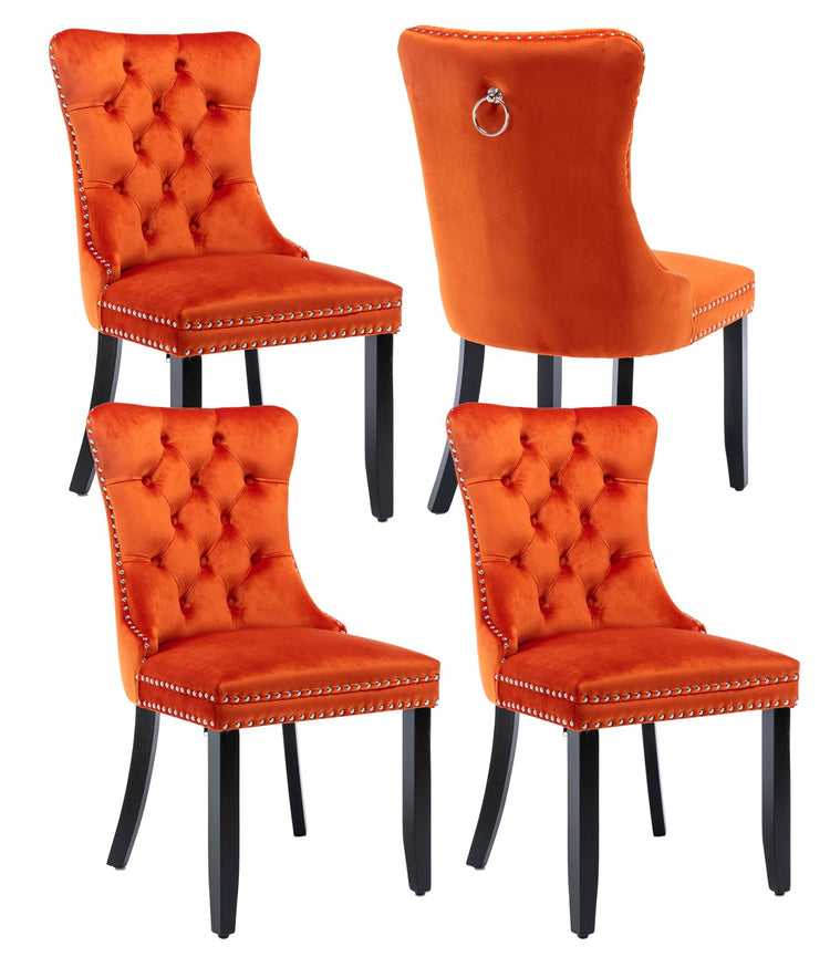 Orange Velvet Dining Chairs Set of 4 (4 Count)