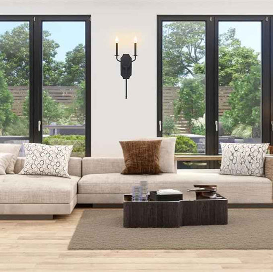 Capital Lighting 619821BI Ravenwood ADA Industrial Candle Wall Sconce, 2-Light 120 Total Watts 22" H x 10" W, Black Iron
