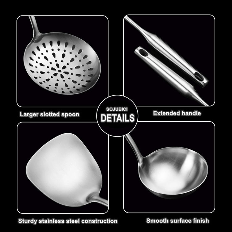 Cooking Utensils Set Stainless Steel Kitchen Metal Serving Utensils Set of 6 Pcs (6 Count)