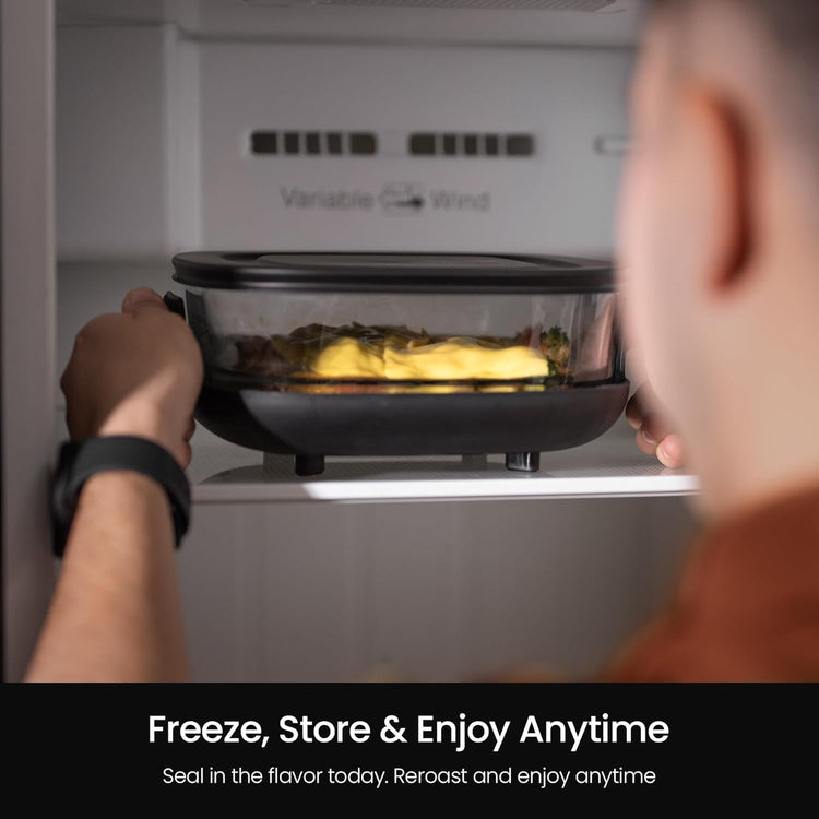 Kismile 5-in-1 Portable Glass Air Fryer, 2.6QT & 4.7QT Dual Glass Containers with Lids, 85% Less Oil, Compact Smart Air Fryer Oven for Deep Roast, Crisp, Keep Warm – Freezer & Dishwasher Safe