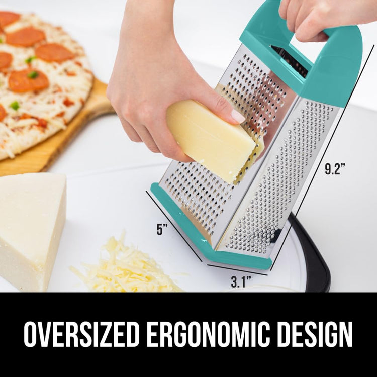 XL 4 Sided Stainless Steel Cheese Grater With Measurement Container