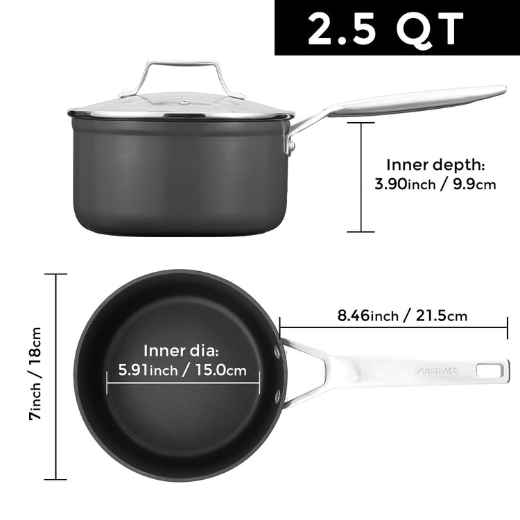 2.5 QT Nonstick Saucepan with Lid