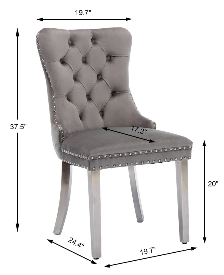 Grey Velvet Dining Chairs Set of 6 (6 Count)