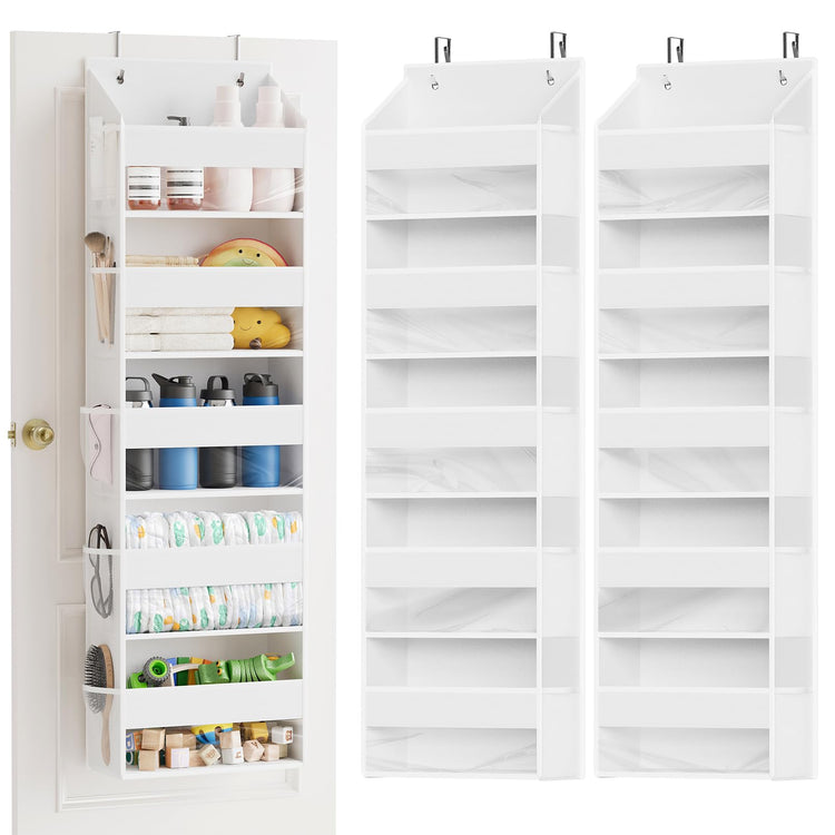 2 Pack Over The Door Organizer with 5 Large Pockets and 10 Mesh Side Pockets