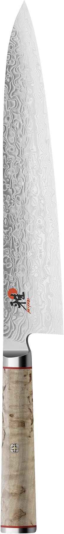 Miyabi Birchwood SG2 Japanese Chef's Knife, 9-inch, Large Blade Chef's Kitchen Knife, Karelian Birch Handle, 100-layer flower Damascus pattern, Handcrafted in Seki, Japan