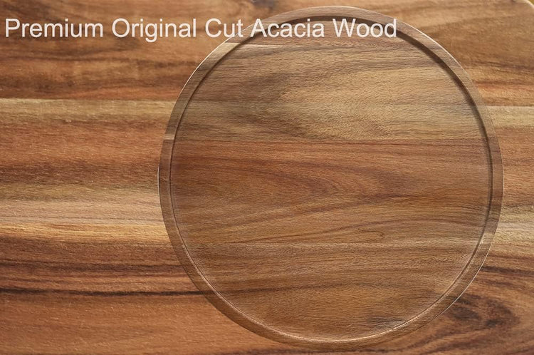 13" Acacia Wood Lazy Susan Organizer Kitchen Turntable for Cabinet Pantry Table Organization
