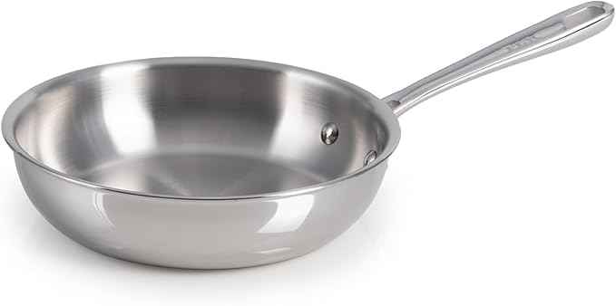 T-Fal Pro Tri-Ply Stainless Steel Fry Pan, 8 Inch, Induction Compatible, Oven Safe 500°F, Fast & Even Heat, Professional Quality & Durability, Frying Pan, Skillet, Cookware, Silver