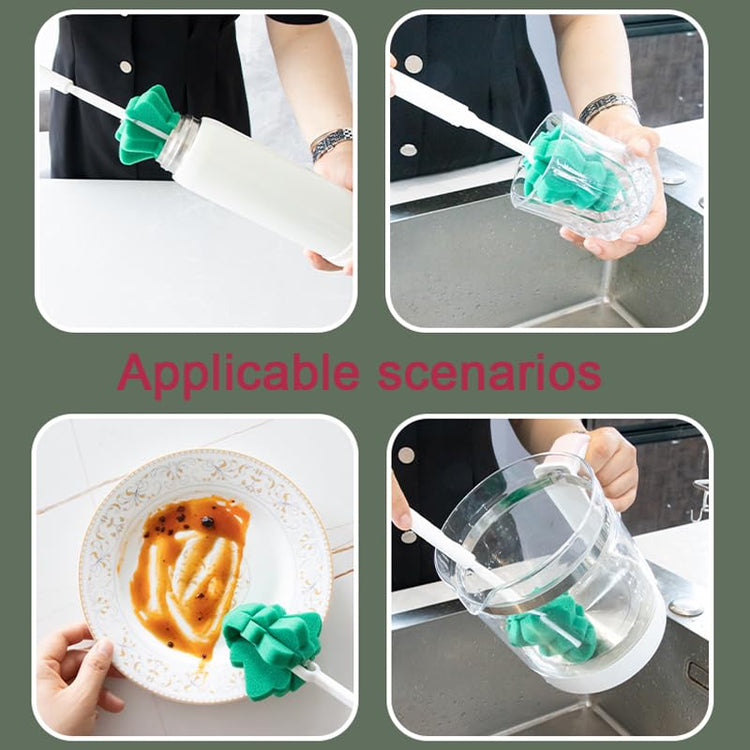 Bottle Soft Brushs Sponge Bottle Brushes 2 Pcs with 2 Pcs Traceless Hook (2 Count)