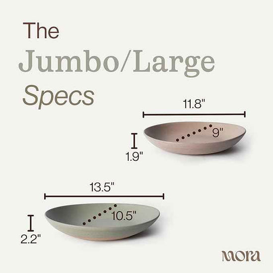 MORA Jumbo and Large Serving Dishes Set of 2, 13 inch and 12 inch Ceramic Pottery Oval Platters - Microwave, Oven and Dishwasher Safe - Thyme & Mushroom