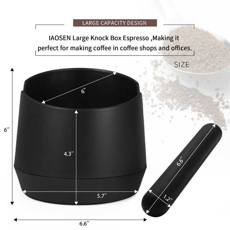 Knock Box 6 Inch Extra Large Capacity Design Espresso Knock Box Shock