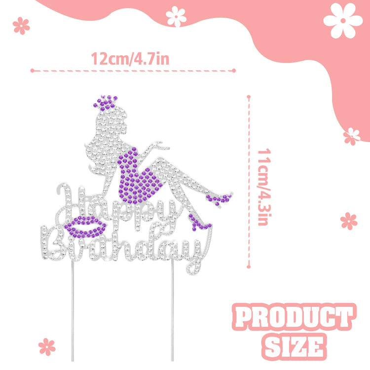 Happy Birthday Crown Queen Lady Rhinestone Cake Topper