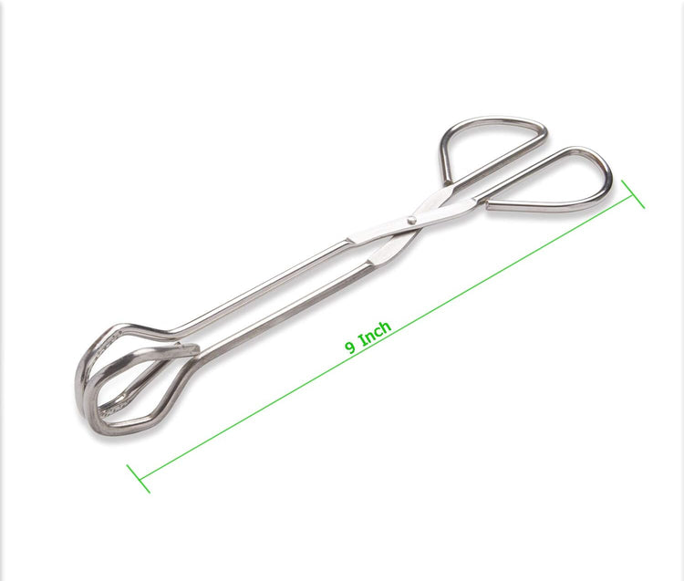 9-Inch Heavy Duty Stainless Steel Kitchen Tongs - Comfortable Ergonomic Grip, Scissor Design, Heat Resistant for BBQ and Cooking
