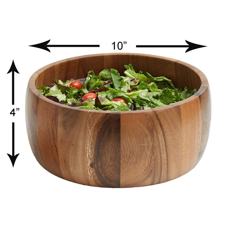 Woodard & Charles Acacia Wood 10" 3 Pc Salad Bowl w (4 Count)