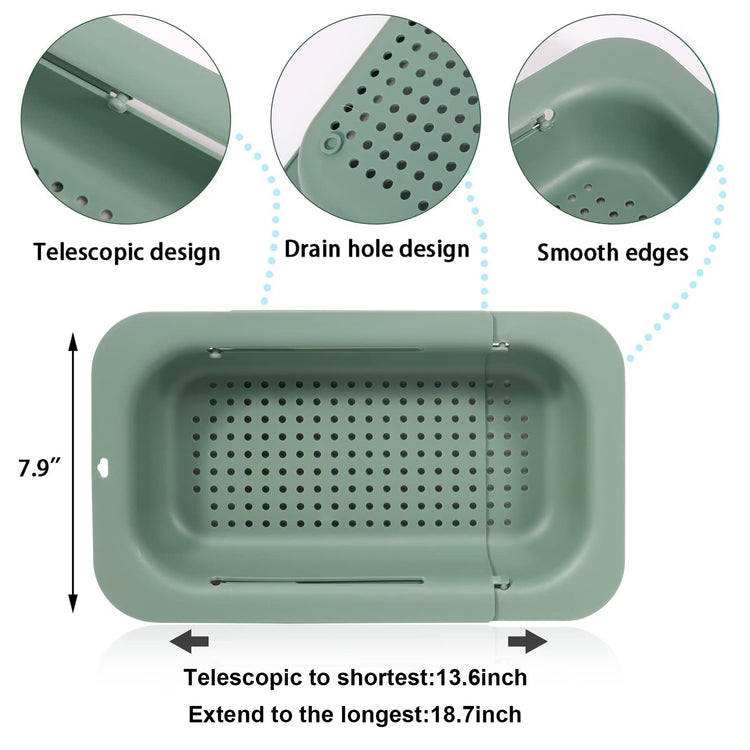 Collapsible Sink Colanders and Strainers Basket Extendable Plastic Fruit Vegetable Strainer Drainer Basket for Kitchen