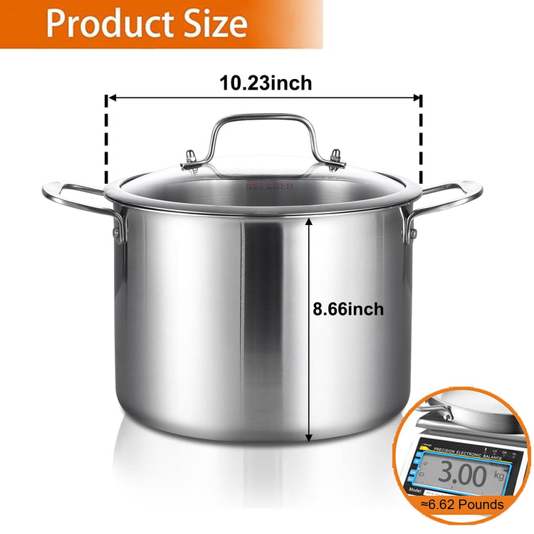 Tri ply Stainless Steel 12 Quart Heavy Duty Induction Stock Pot
